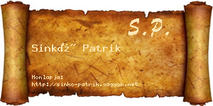 Sinkó Patrik névjegykártya